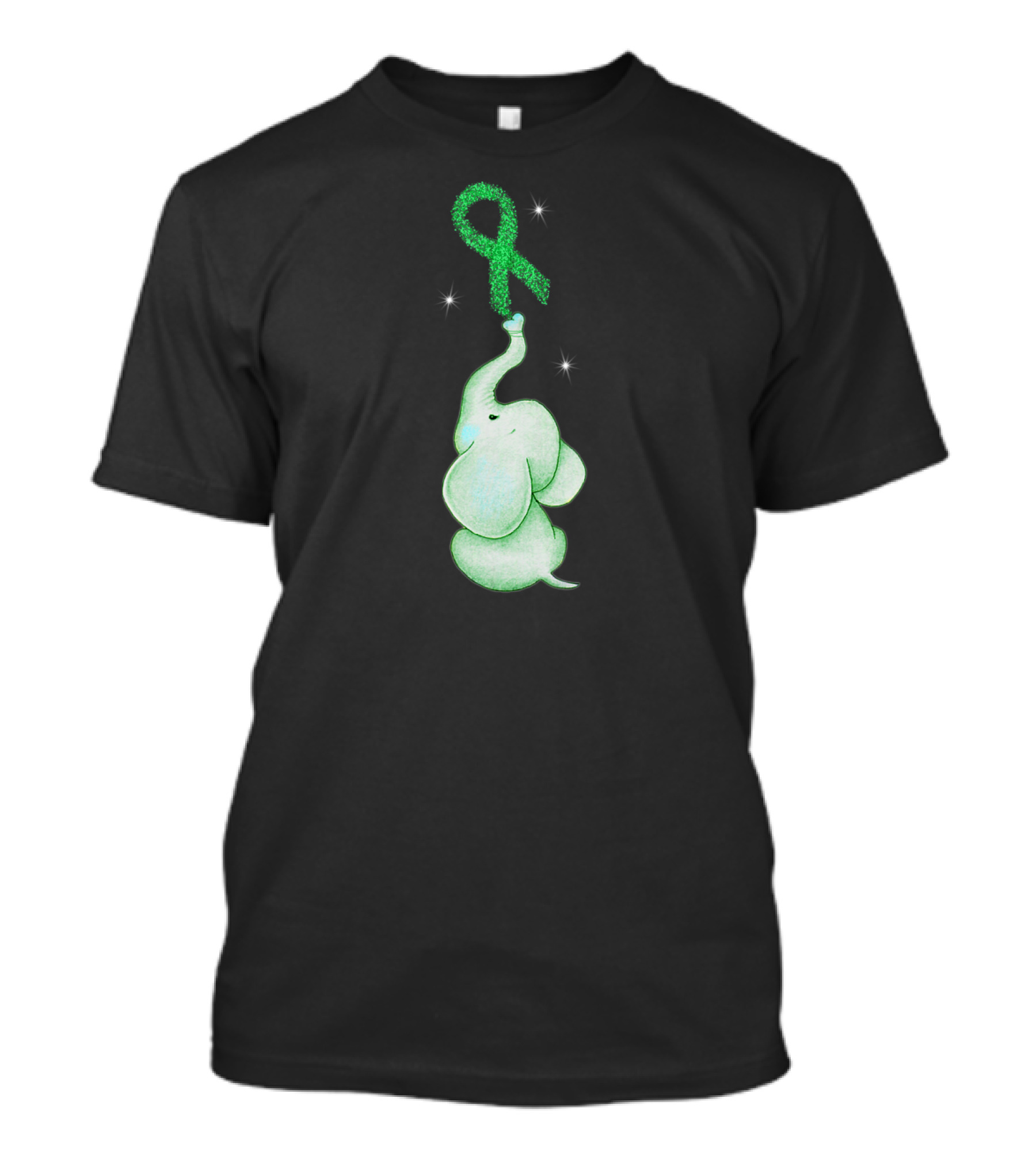 Elephant With Green Ribbon For Cerebral Palsy Awareness T-Shirt