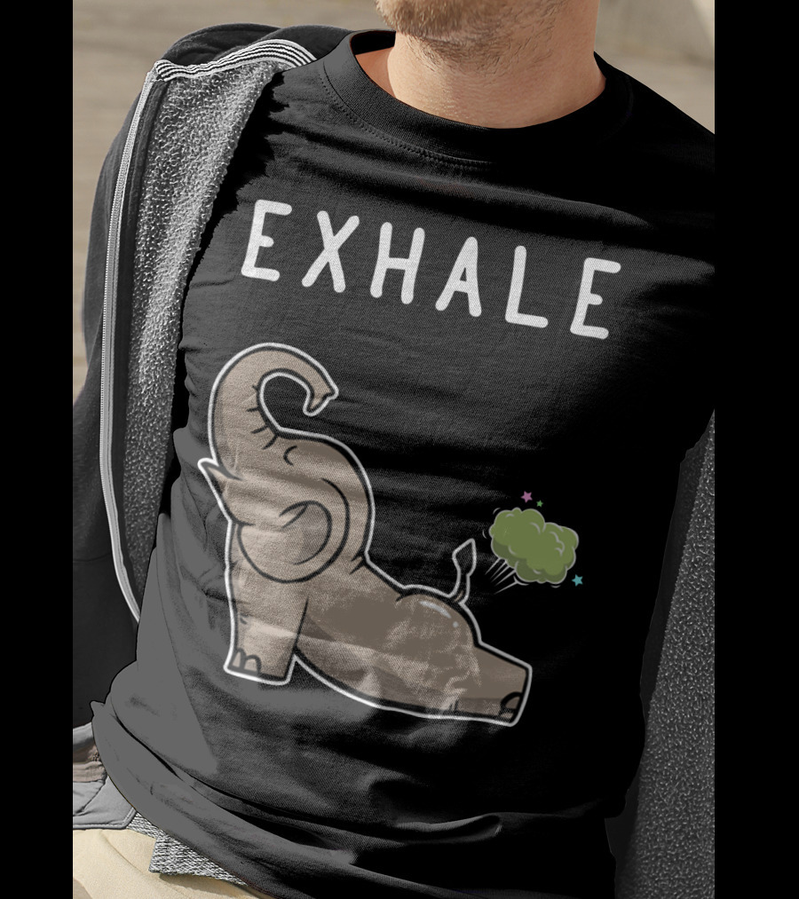 EXHALE Mens Womens Funny Elephant Lovers T-Shirt