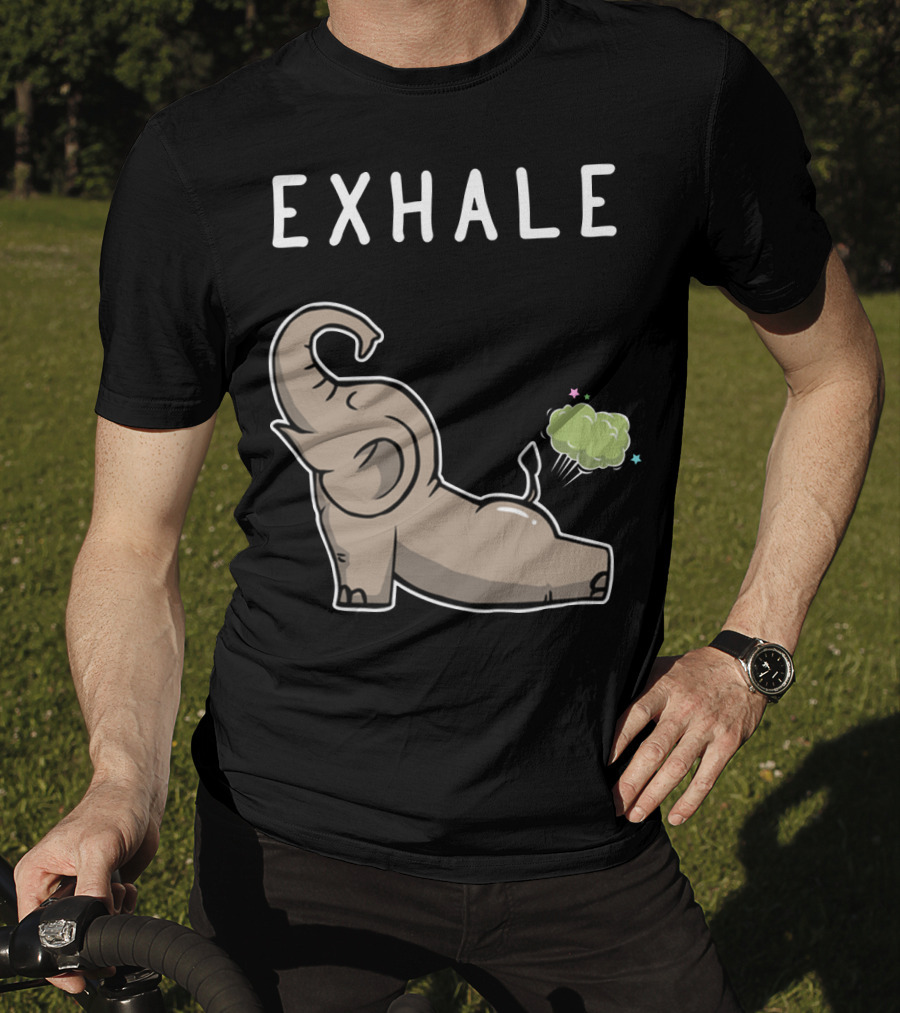 EXHALE Mens Womens Funny Elephant Lovers T-Shirt