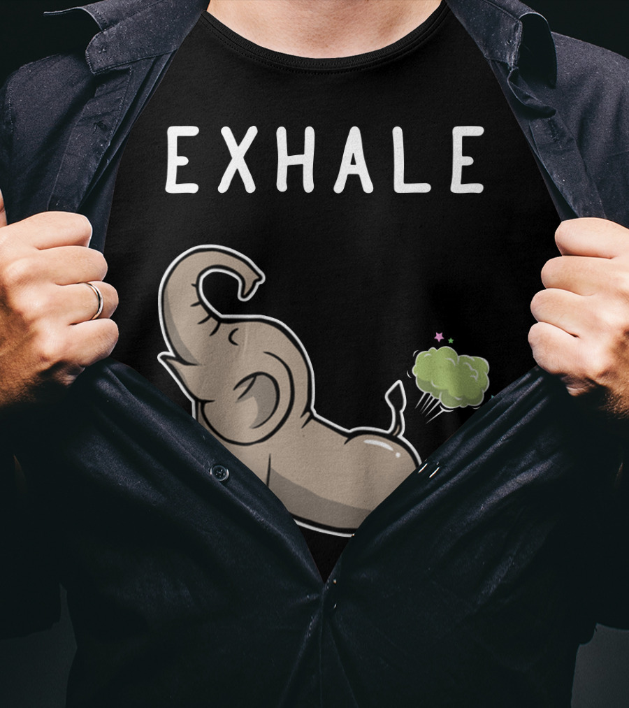 EXHALE Mens Womens Funny Elephant Lovers T-Shirt