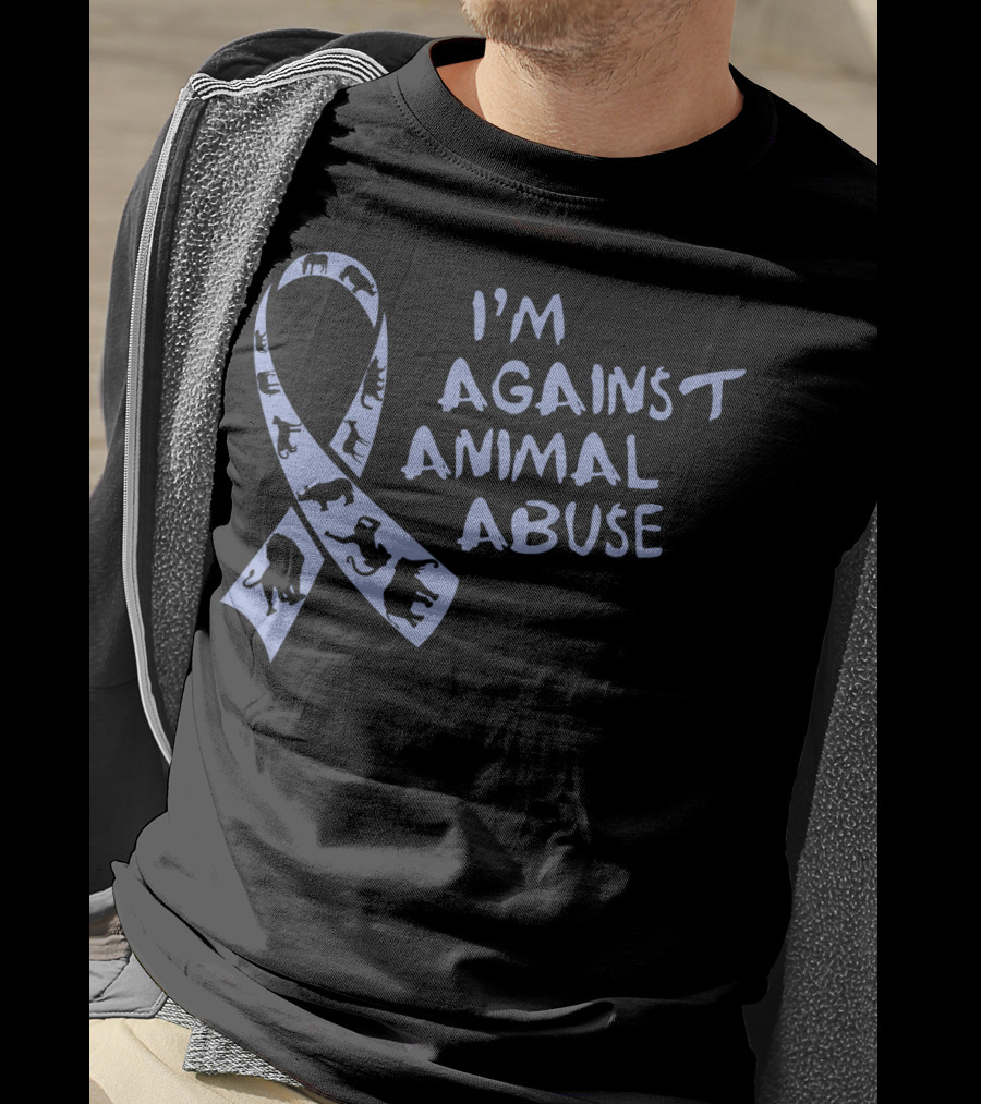 I'm Against Animal Abuse Ribbon With Animal T-Shirt