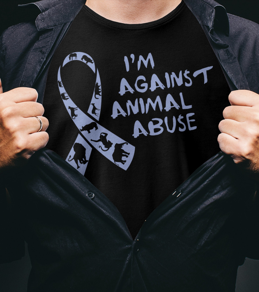 I'm Against Animal Abuse Ribbon With Animal T-Shirt