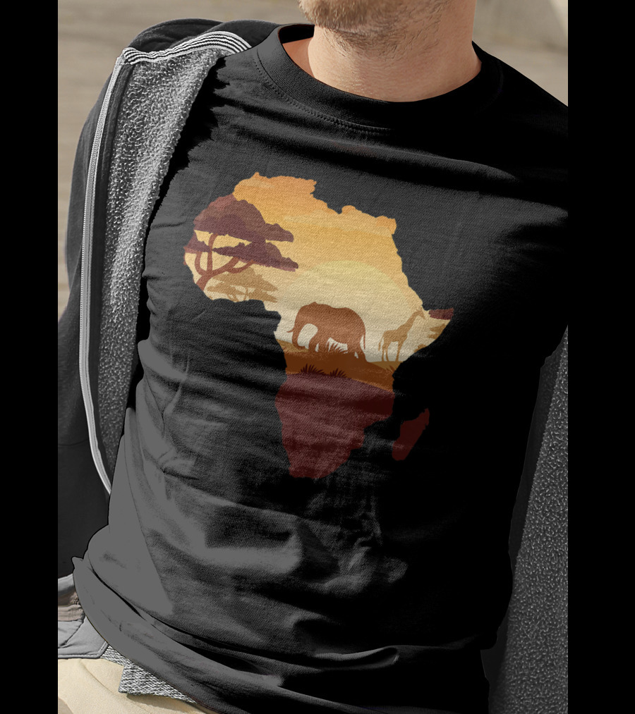 Wildlife Safari Animals Ivory Elephant Africa Silhouette Sunset T-Shirt