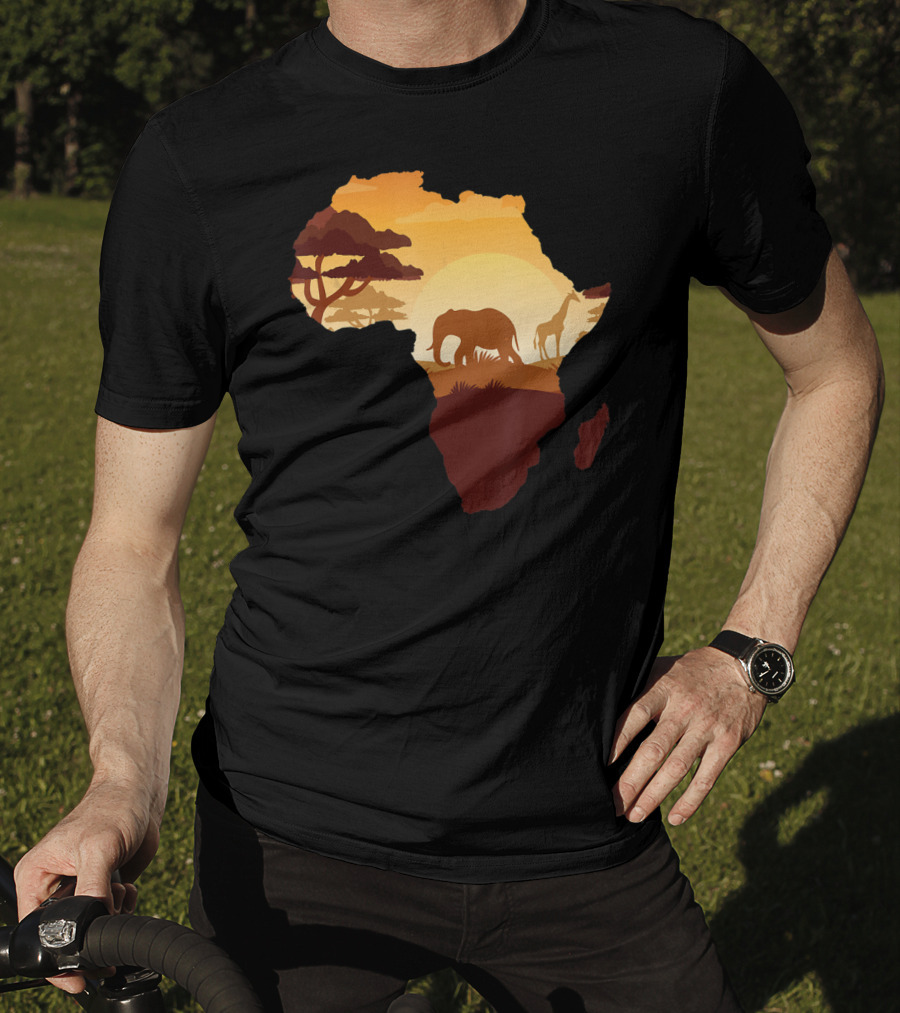 Wildlife Safari Animals Ivory Elephant Africa Silhouette Sunset T-Shirt