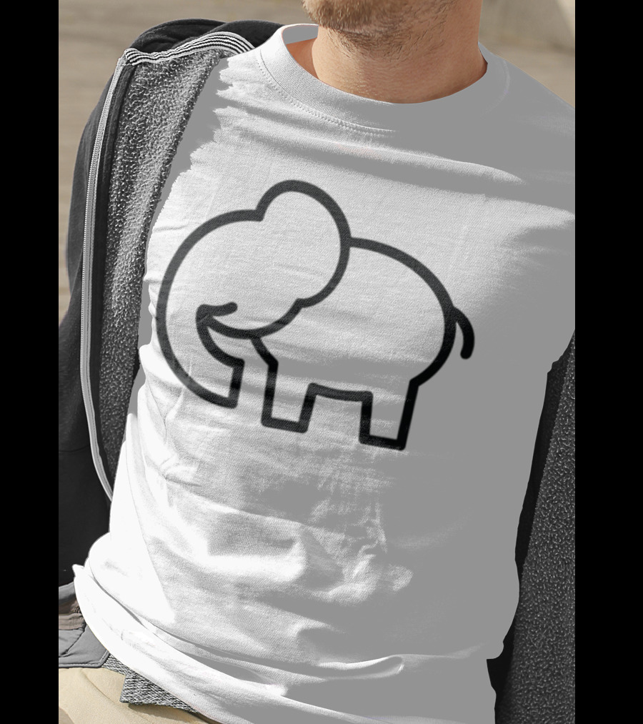 Cute Elephant Line Art Cartoon T-Shirt