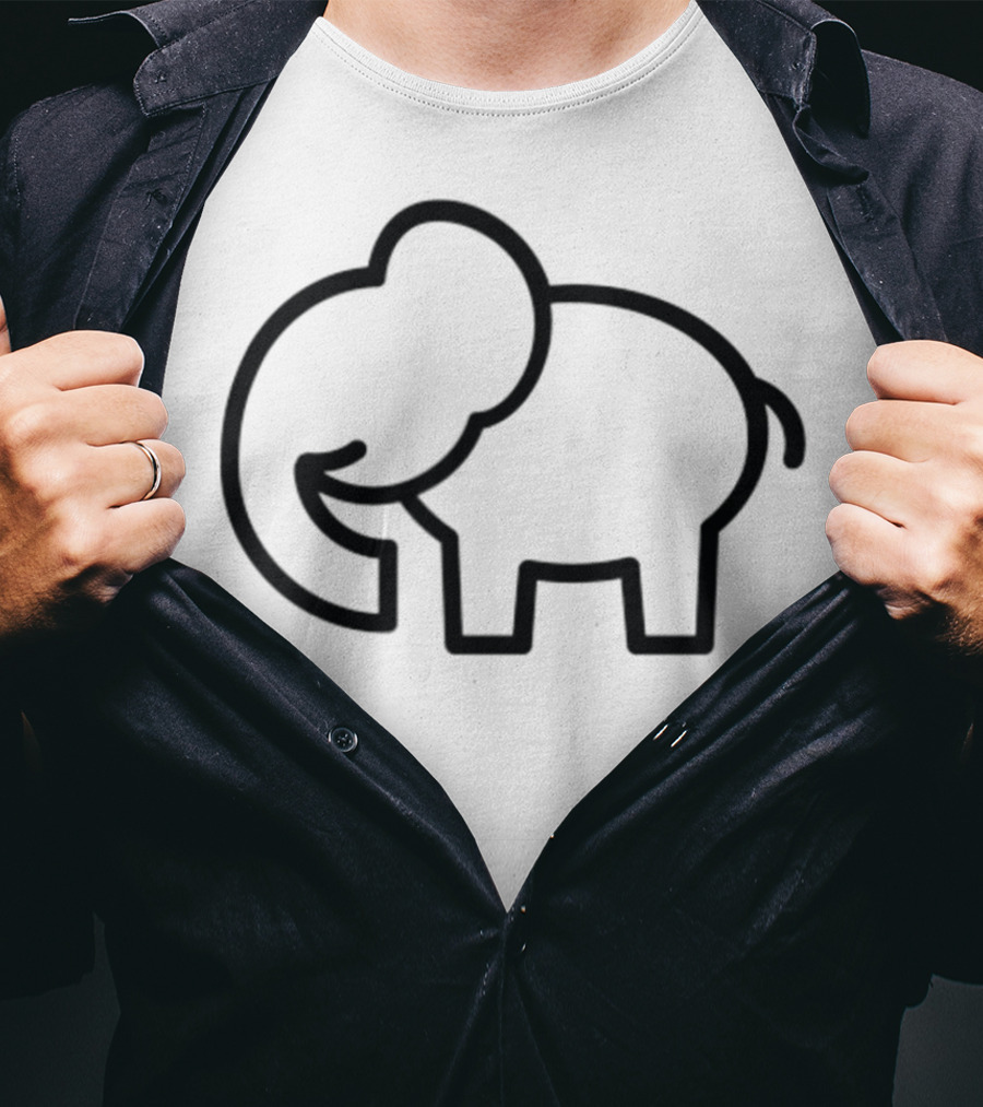 Cute Elephant Line Art Cartoon T-Shirt