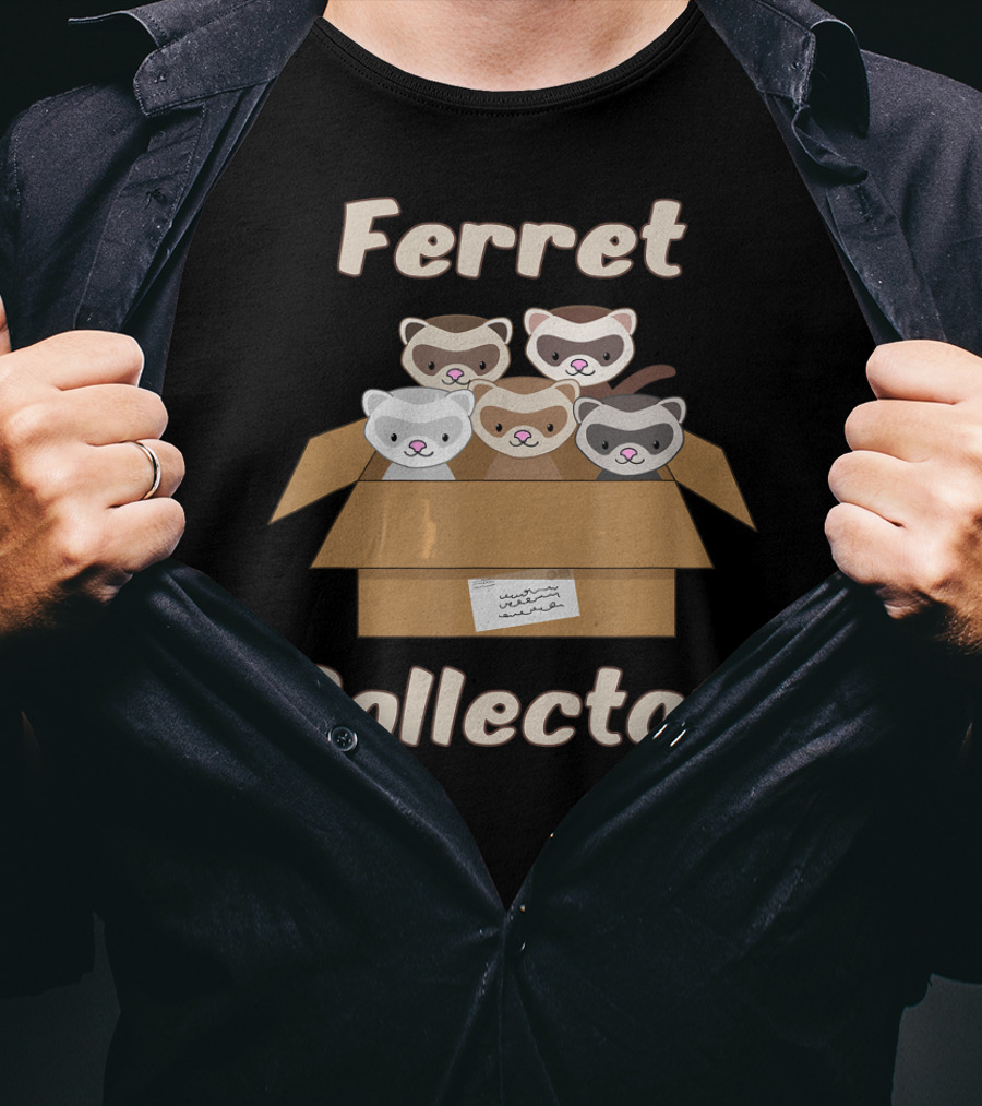Ferret Collector Box With Cute Cartoon Ferrets T-Shirt