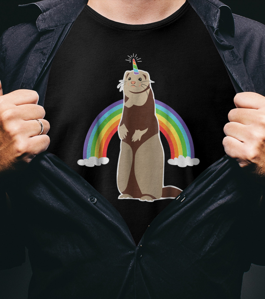 Ferret Unicorn Rainbow Magic Fantasy T-Shirt
