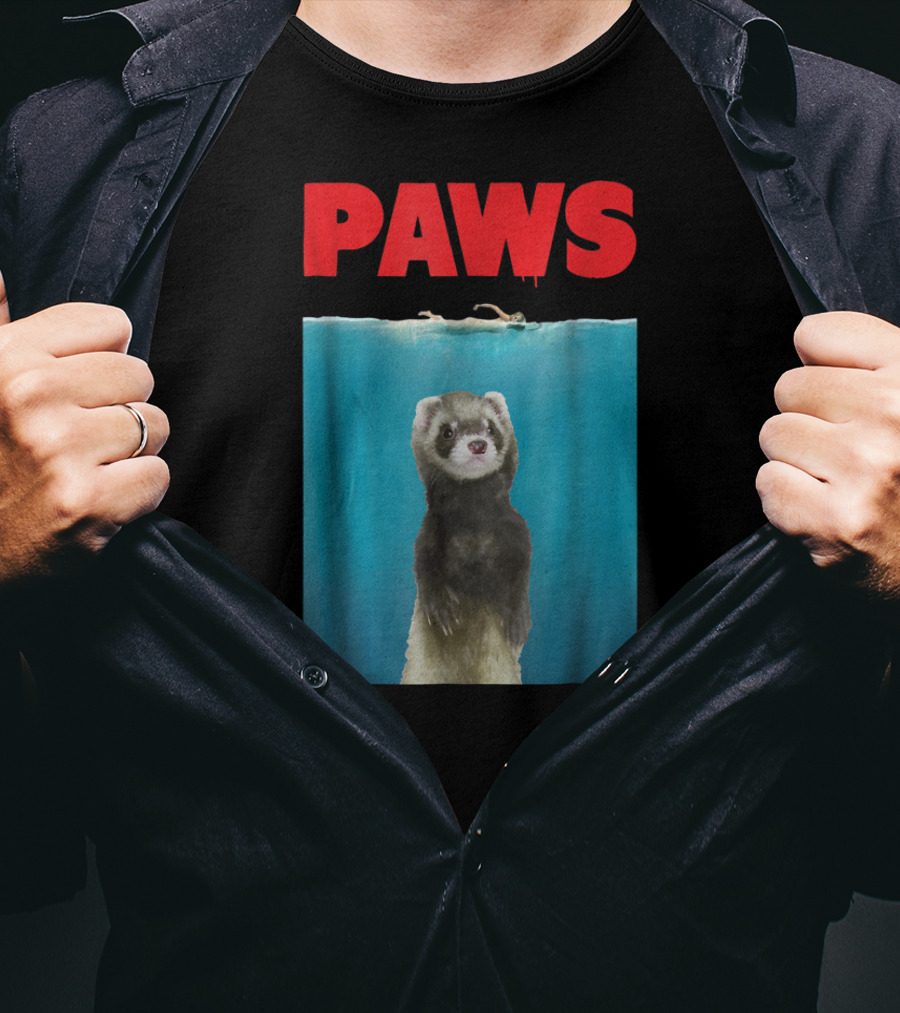 Paws Ferret Jaws Parody For Ferret Lovers T-Shirt