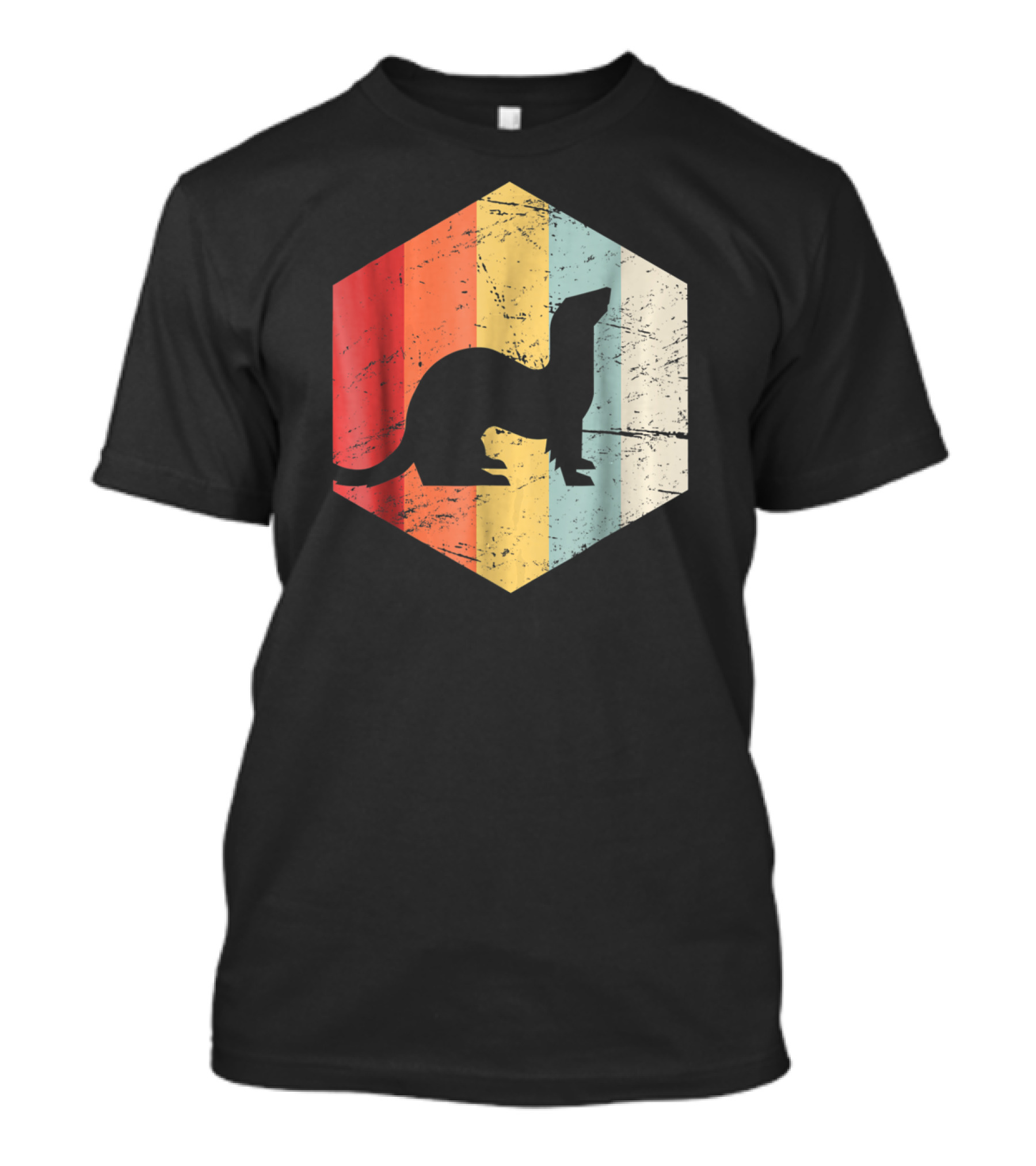 Retro Ferret Striped Vintage Hexagon T-Shirt