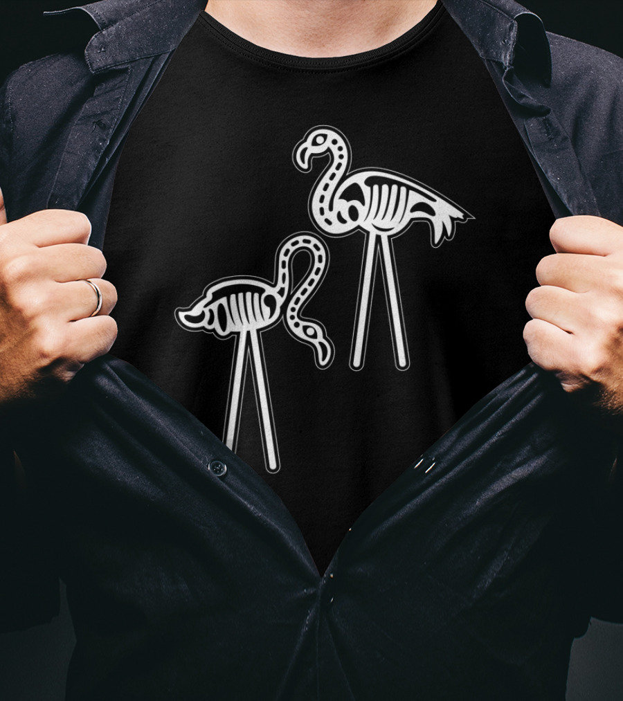 Flamingo Skeleton Funny Halloween Luau Party T-Shirt