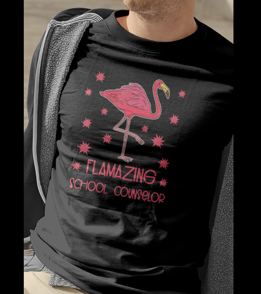 Flamazing School Counselor Pink Flamingo Appreciation T-Shirt