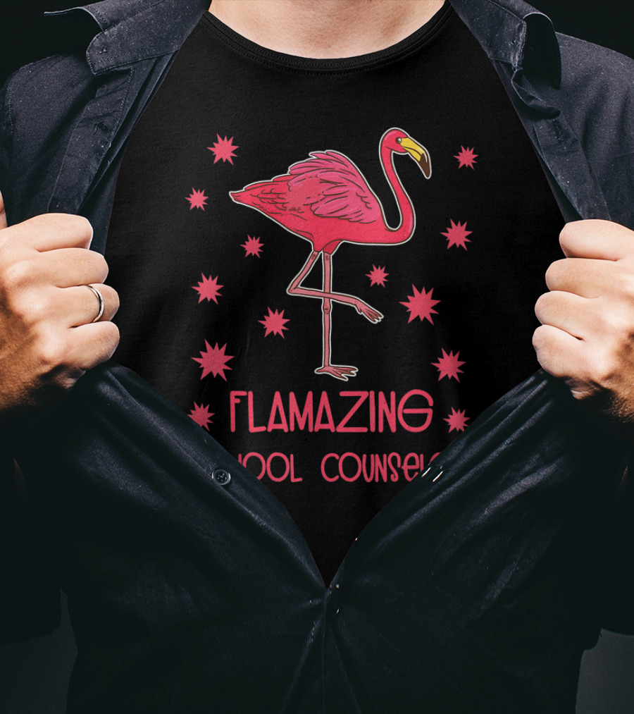Flamazing School Counselor Pink Flamingo Appreciation T-Shirt