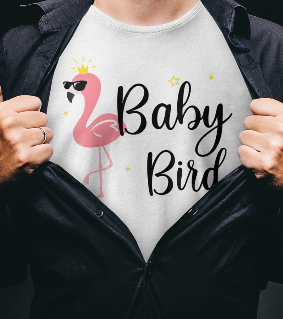 Baby Bird Flamingo Sunglasses Crown Stars T-Shirt