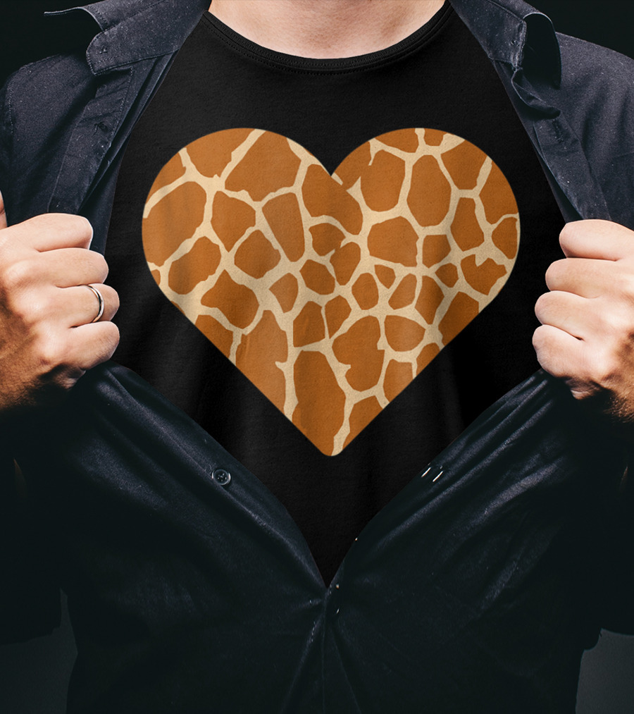 Giraffe Print Heart For Cute Giraffe Lover's Love T-Shirt