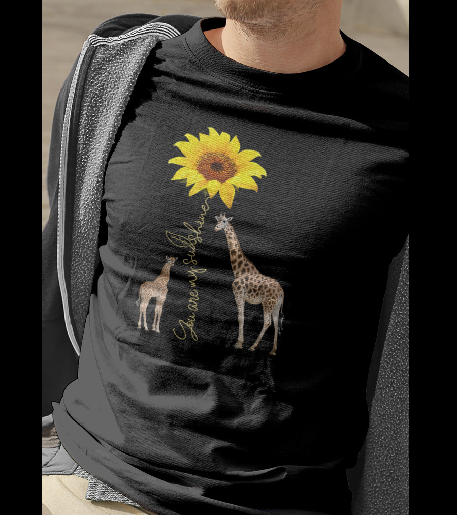 Sunflower You Are My Sunshine Giraffe With Mother And Calf T-Shirt