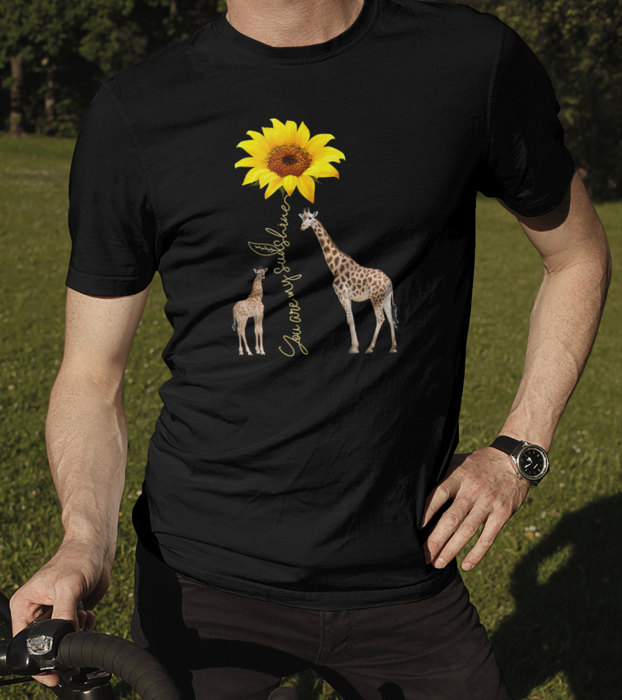 Sunflower You Are My Sunshine Giraffe With Mother And Calf T-Shirt