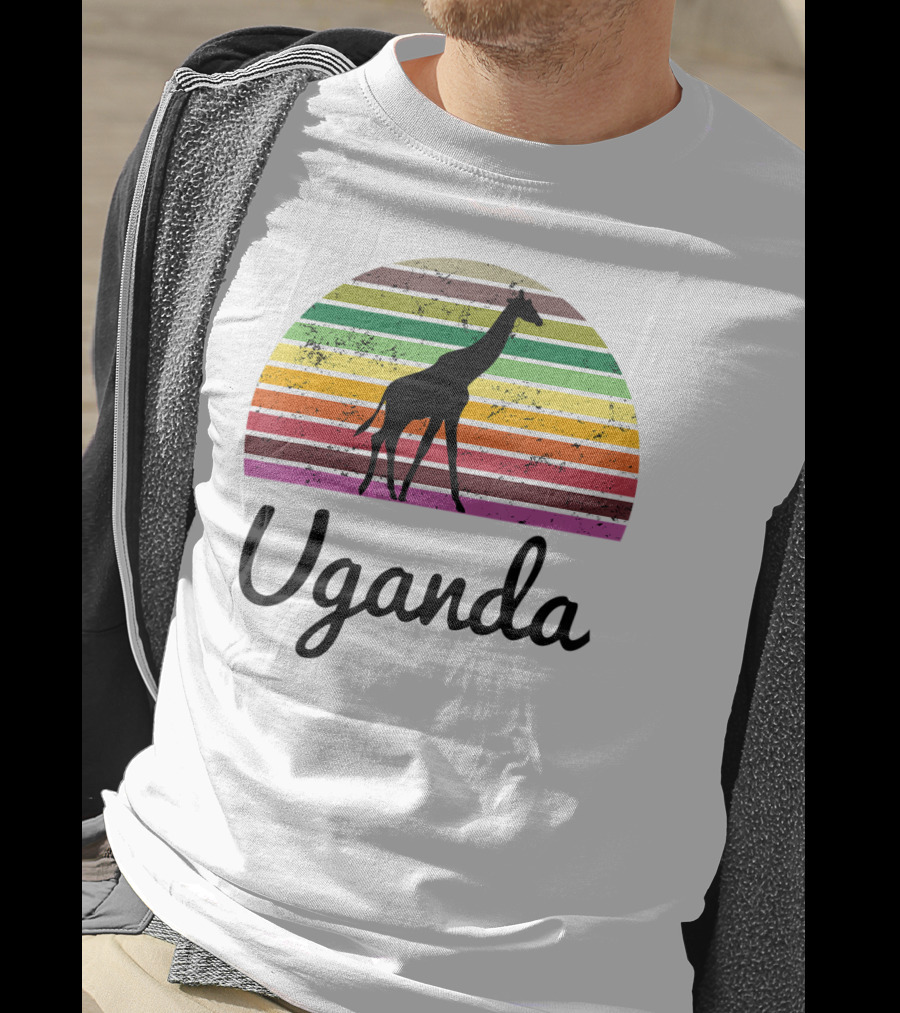 Uganda Giraffe Vintage Sunset Safari T-Shirt