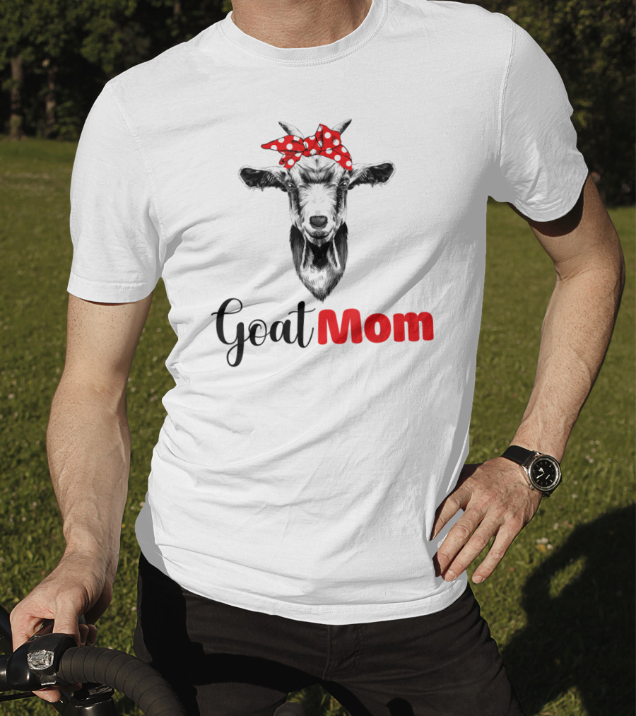 Funny Goat Mom Lovers Girl Polka Dot Bow T-Shirt