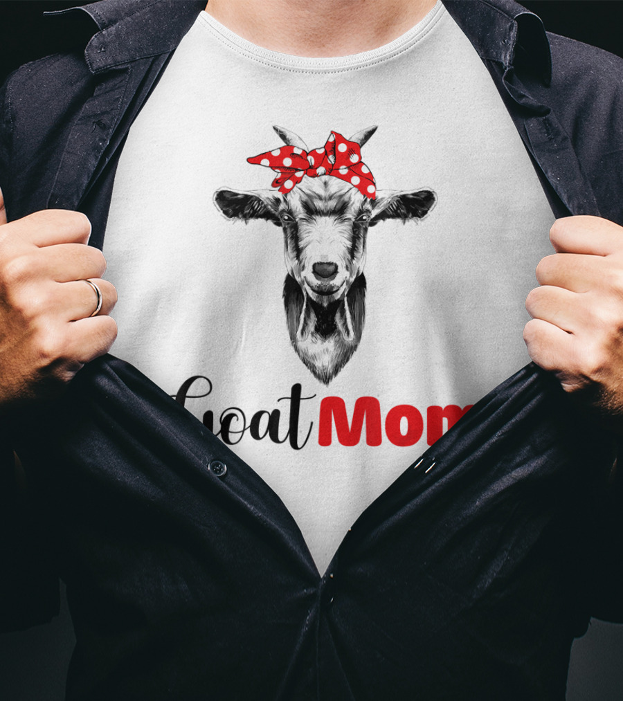Funny Goat Mom Lovers Girl Polka Dot Bow T-Shirt