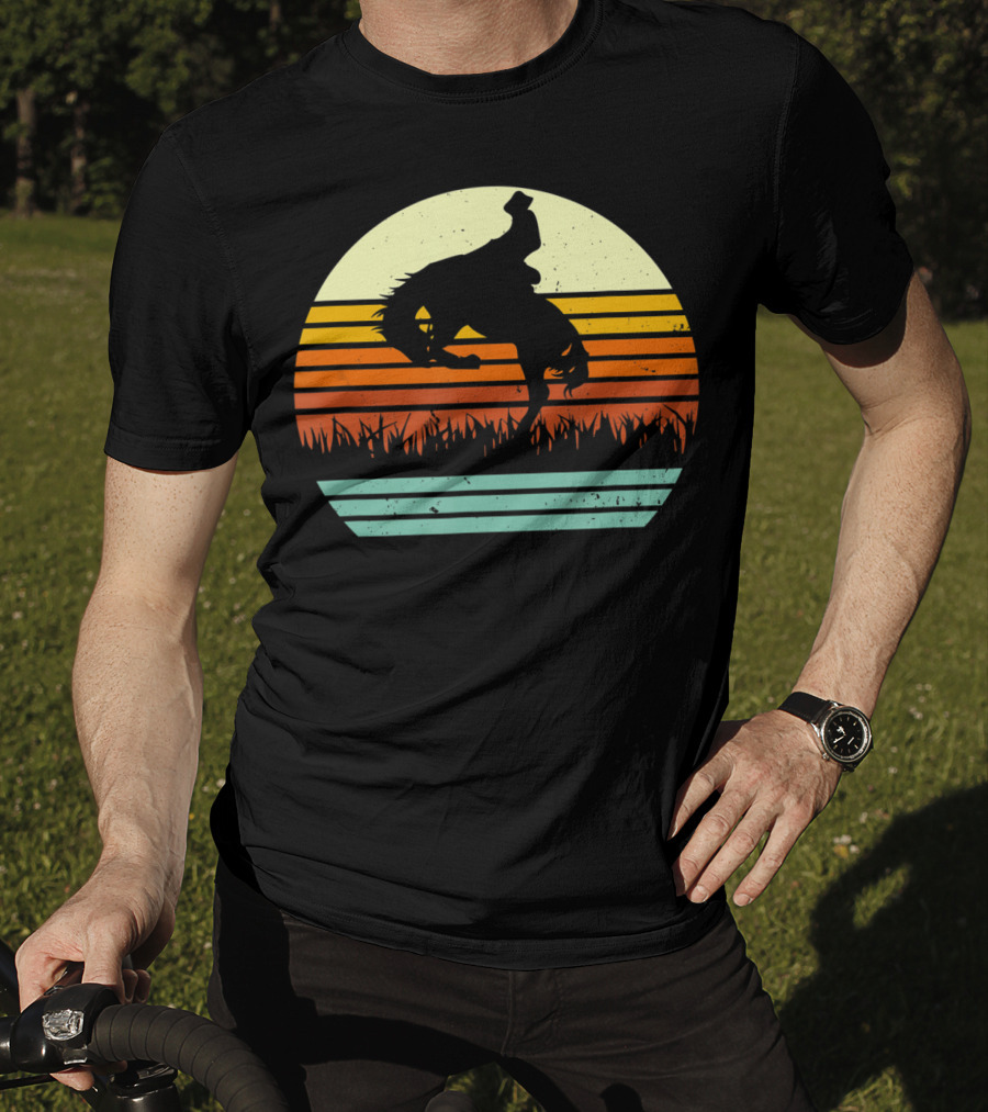 Bucking Bronco Horse Sunset T-Shirt