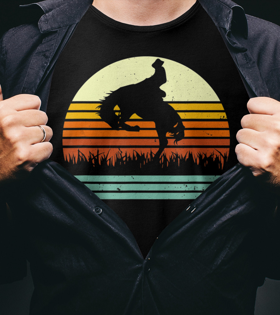 Bucking Bronco Horse Sunset T-Shirt