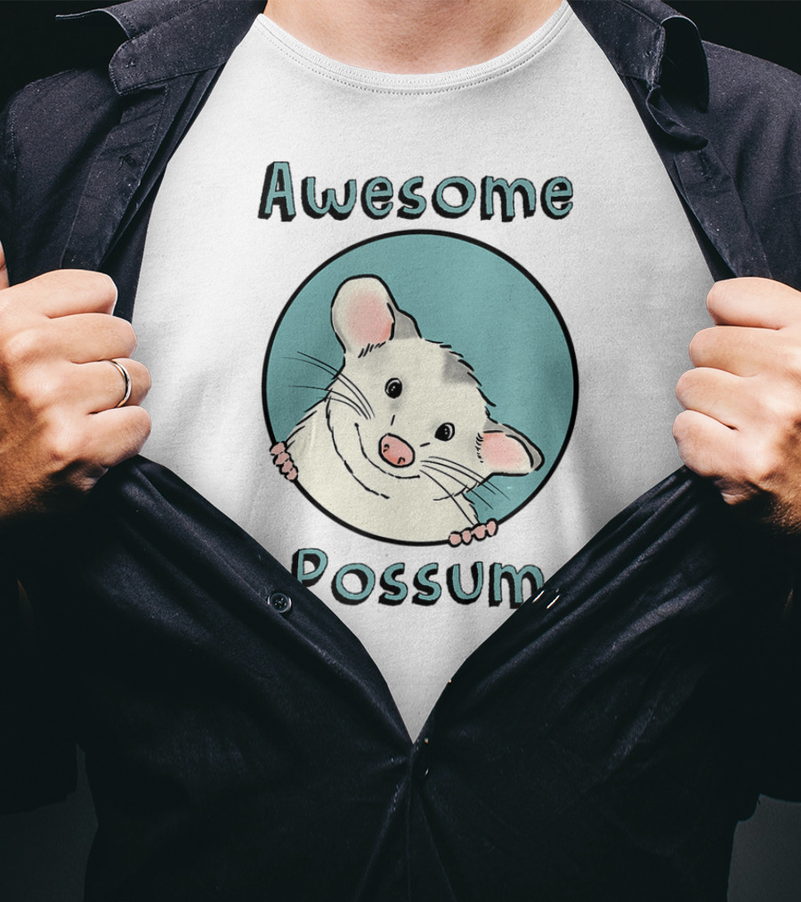 Awesome Possum Opossum Lover Cute Possum Circle Cartoon T-Shirt