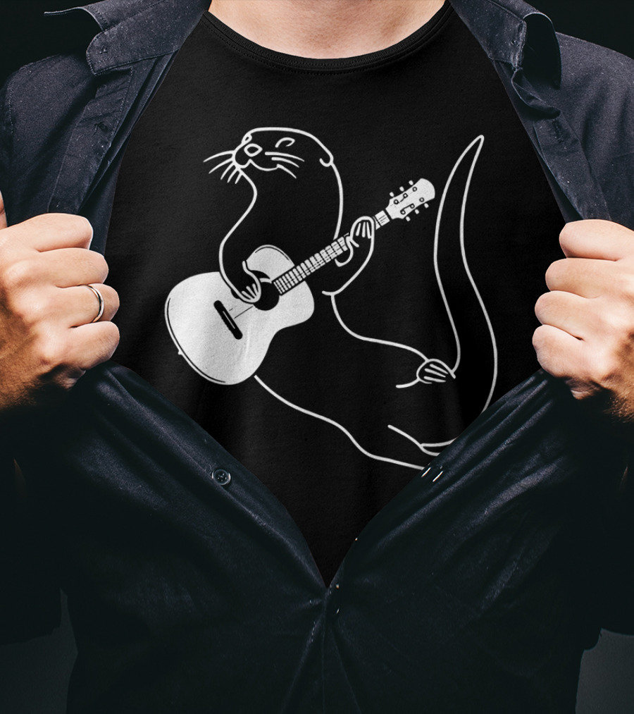 Guitar Playing Otter Music Cool Fun T-Shirt