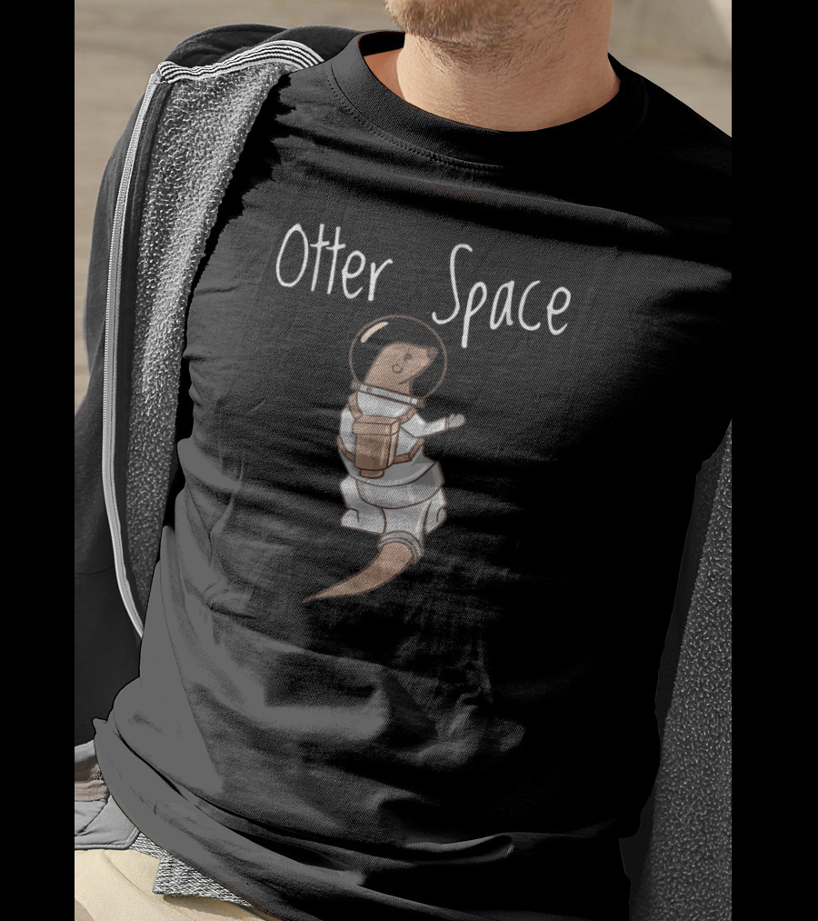 Otter Space Cute Funny Astronaut Otters Floating In Space T-Shirt