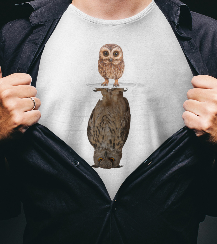 Owl Mirror Evolution Reflection Transformation T-Shirt