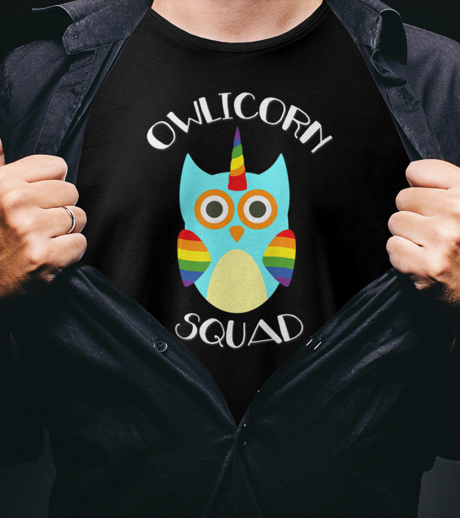 Owlicorn Rainbow Owl Unicorn Squad T-Shirt