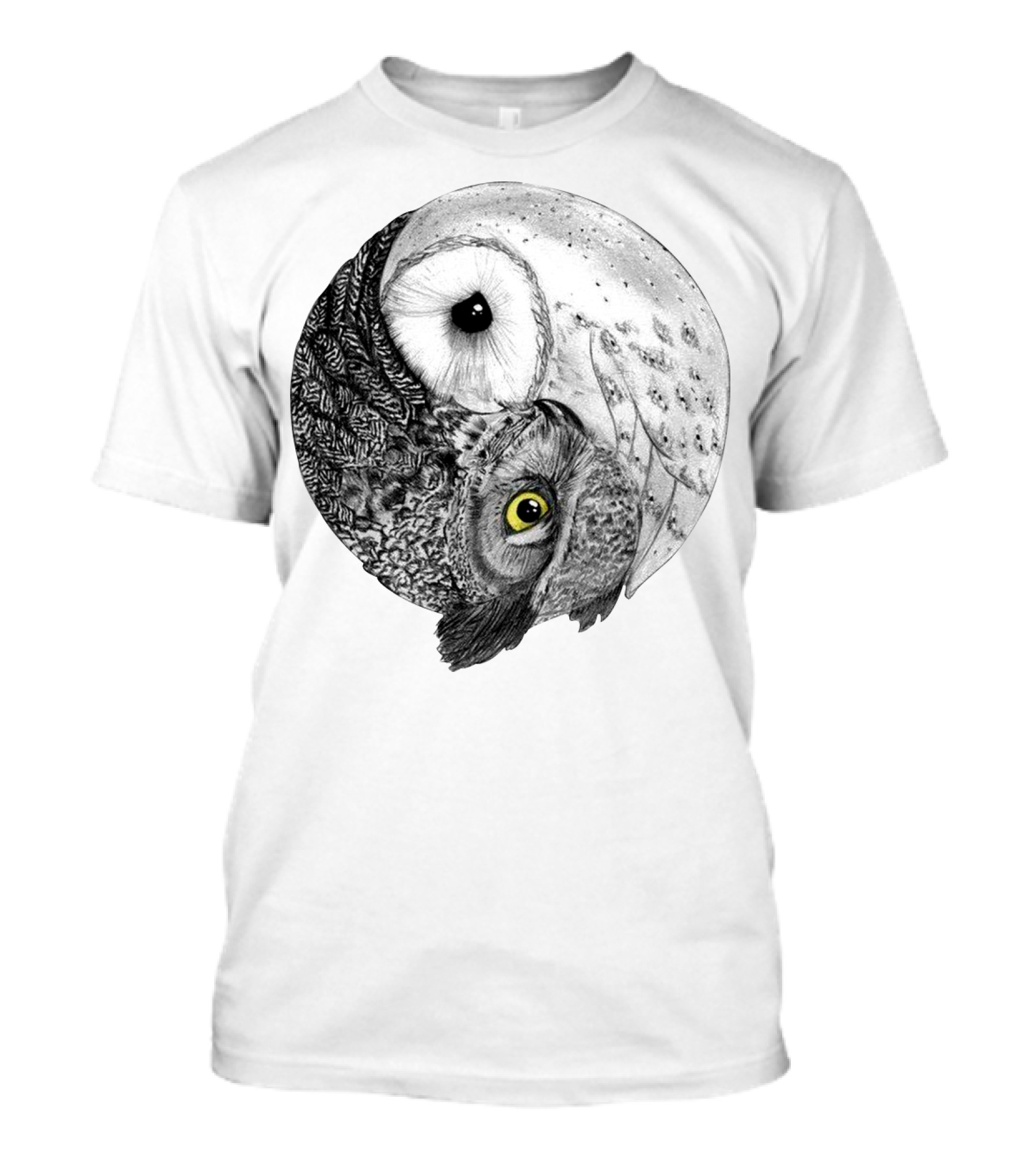 Yin Yang Black And White Owl T-Shirt