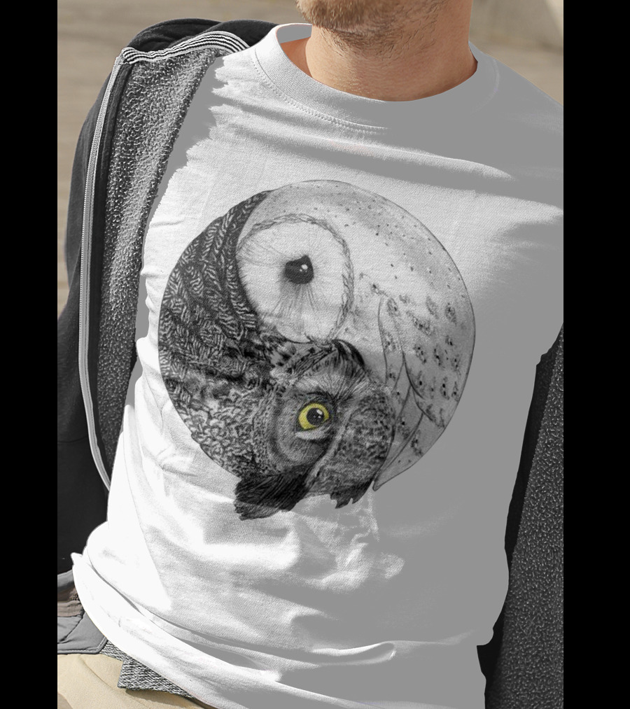 Yin Yang Black And White Owl T-Shirt