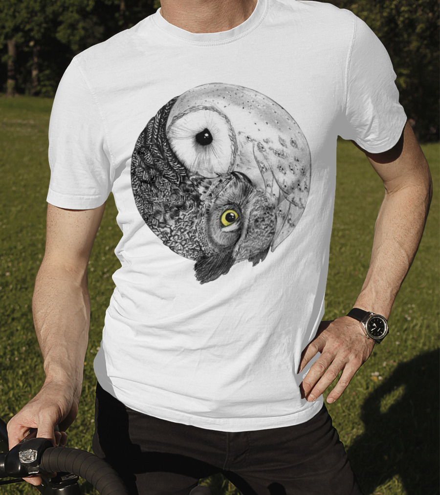 Yin Yang Black And White Owl T-Shirt