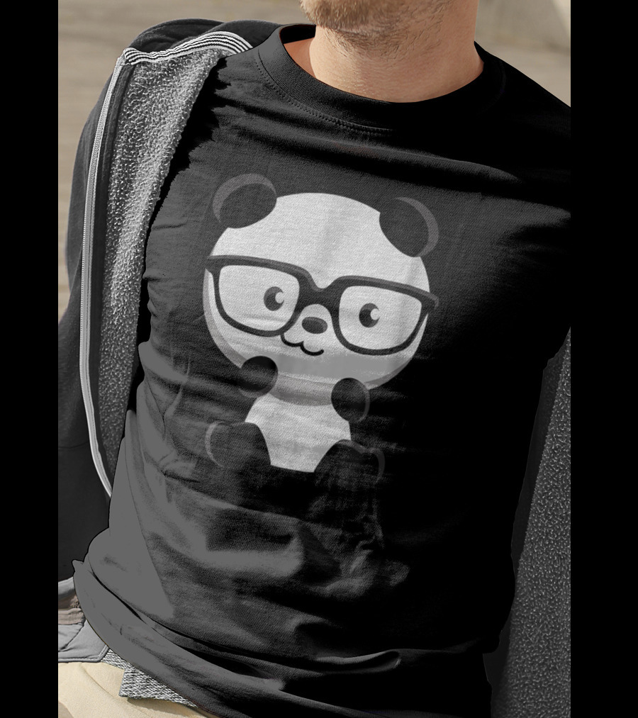 Cute Little Panda Bear Nerd Glasses T-Shirt