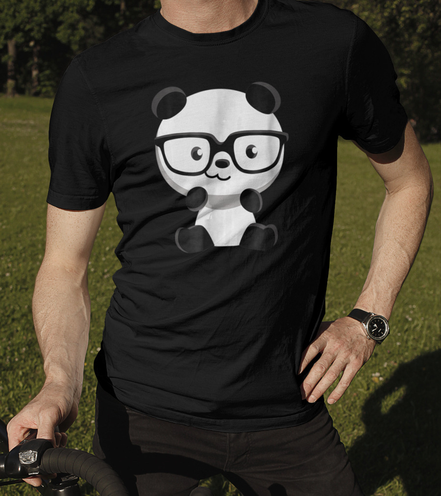 Cute Little Panda Bear Nerd Glasses T-Shirt