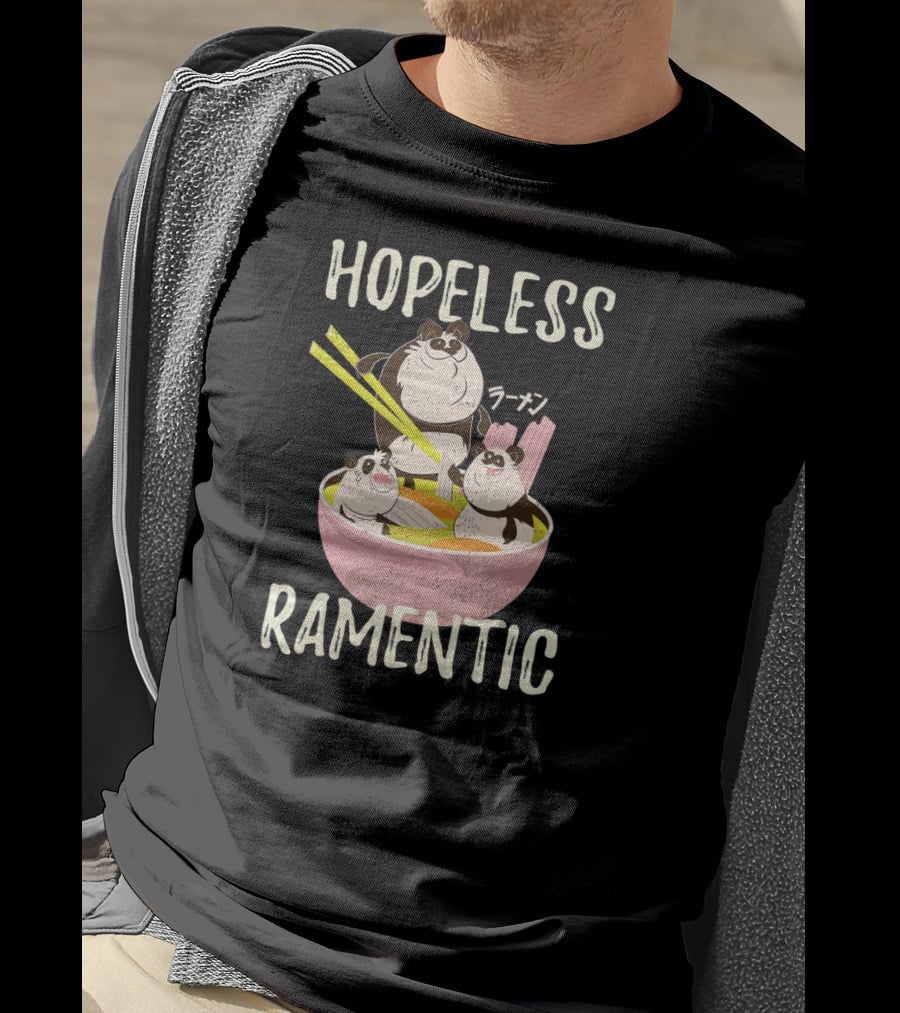 Hopeless Ramentic Japanese Ramen Noodles Funny Kawaii Anime Panda T-Shirt