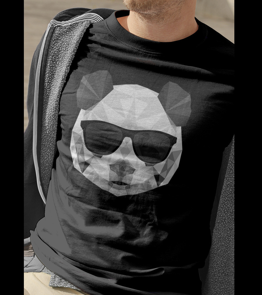 Panda Panda Polygonal Sunglasses Geometric T-Shirt