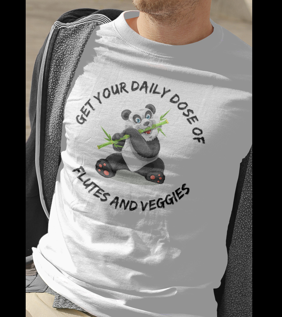 Get Your Daily Dose Of Flutes And Veggies Panda Flute Music Pun T-Shirt