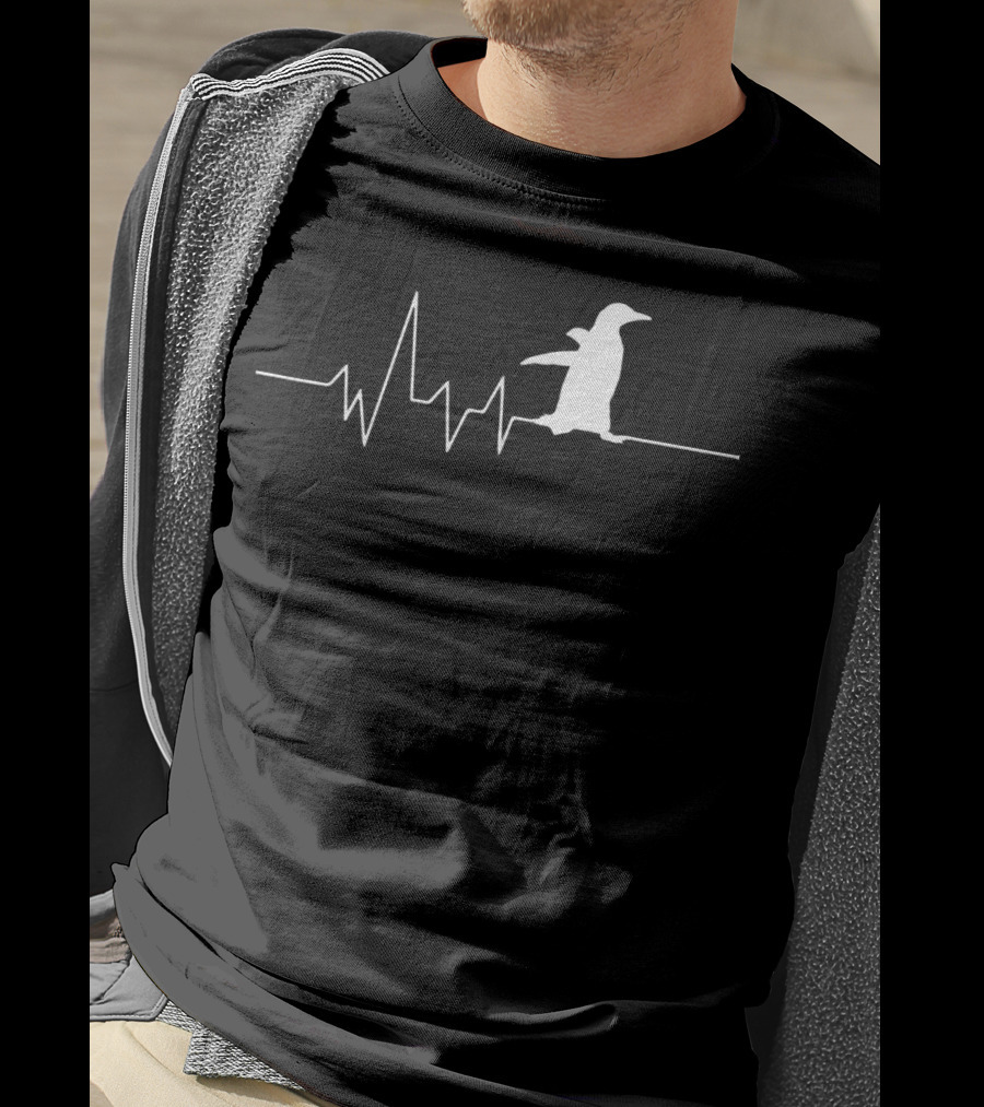 Penguin Heartbeat Rhythm Funny EKG Animal Lover T-Shirt