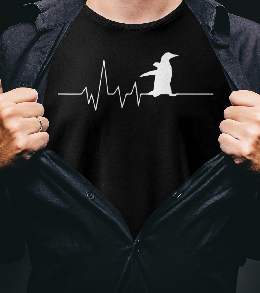 Penguin Heartbeat Rhythm Funny EKG Animal Lover T-Shirt