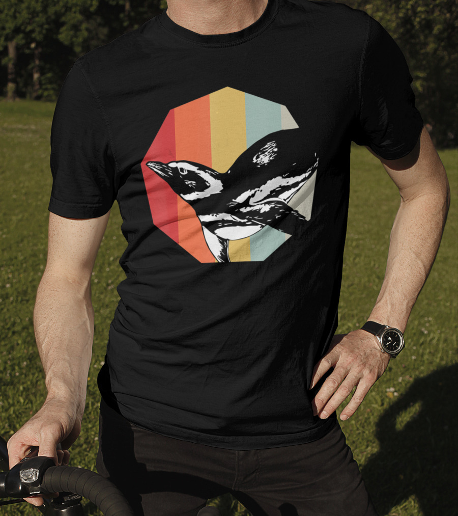 Retro Penguin Vintage Stripes T-Shirt