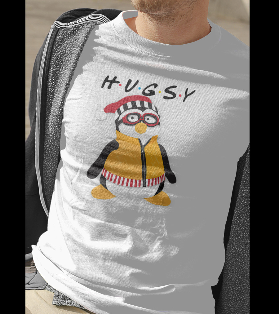 Hugsy Penguin With Santa Hat And Glasses T-Shirt