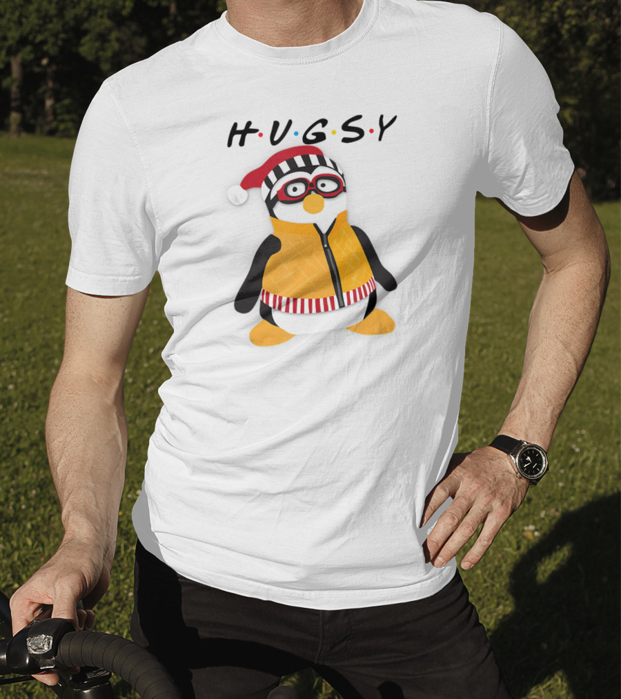 Hugsy Penguin With Santa Hat And Glasses T-Shirt