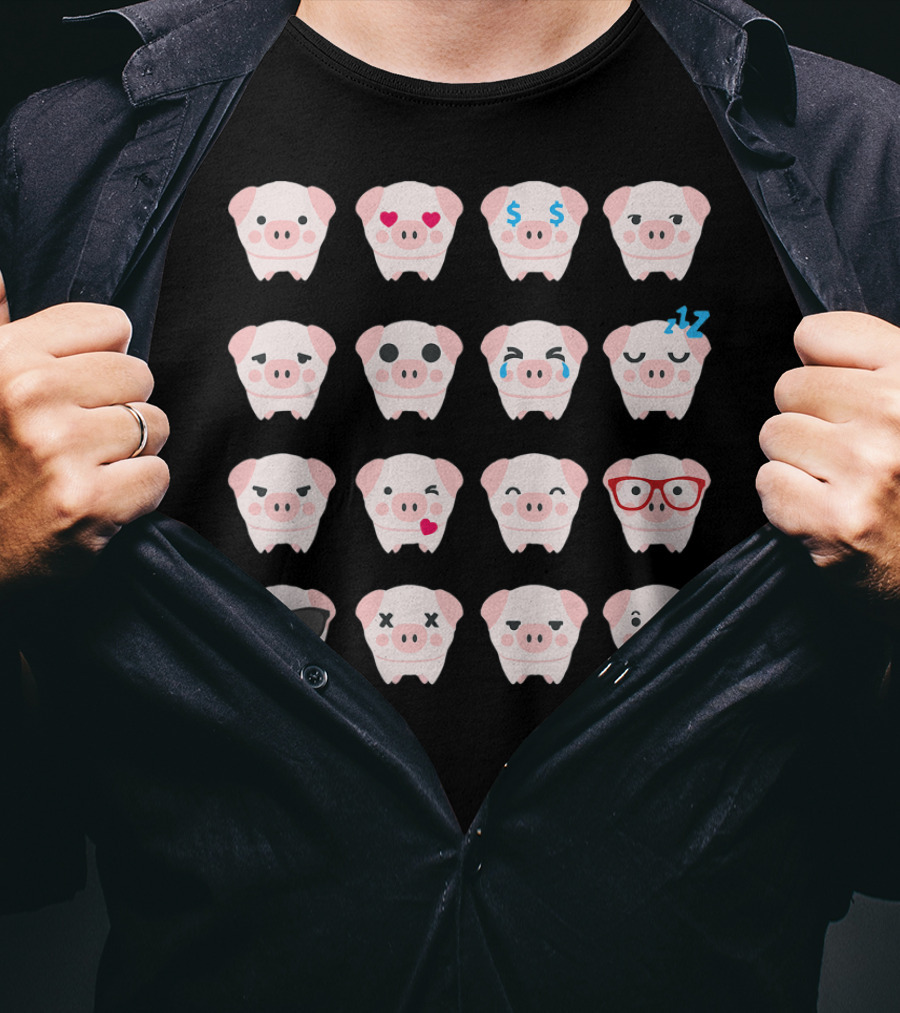 Pig Emoji Expressions Pig Lover T-Shirt