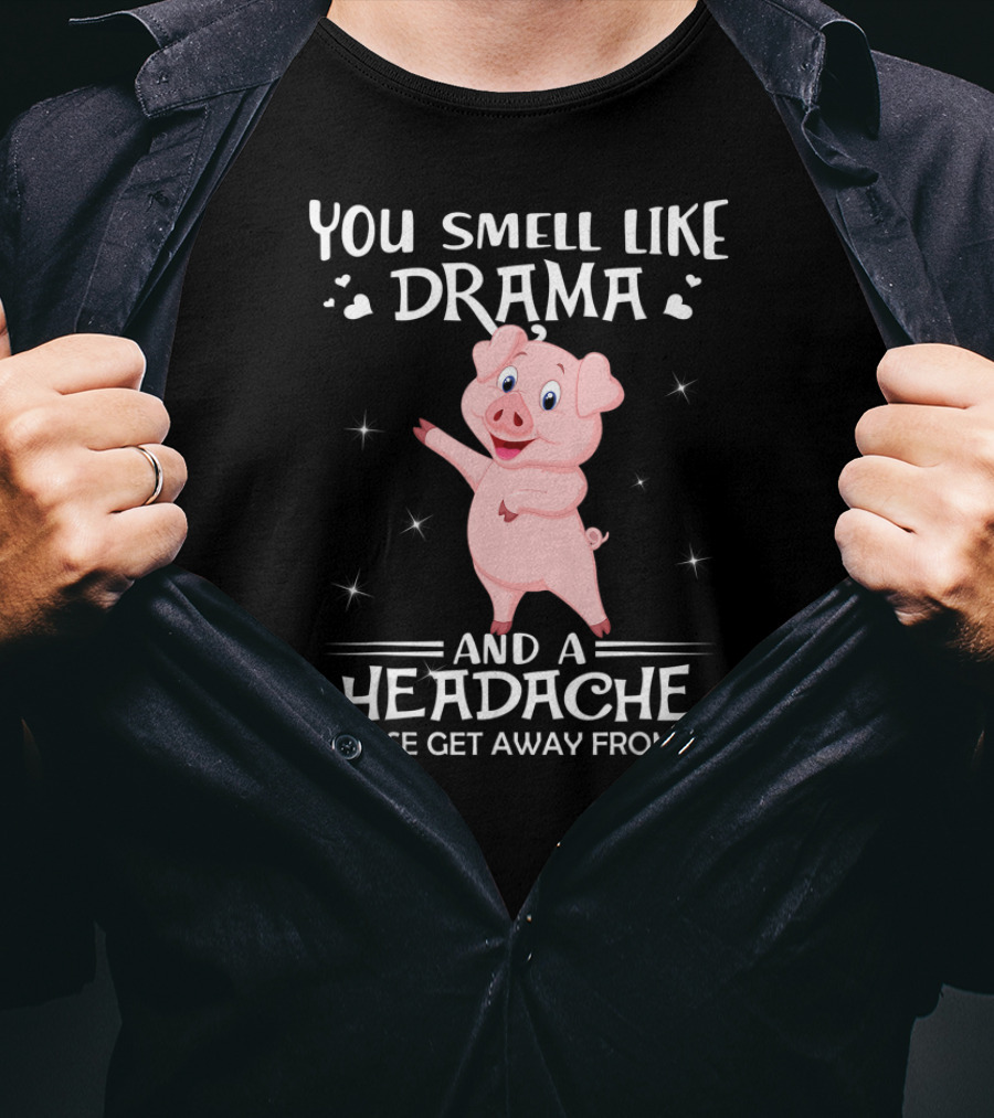 You Smell Like Drama And A Headache Please Get Away From Me Pig T-Shirt