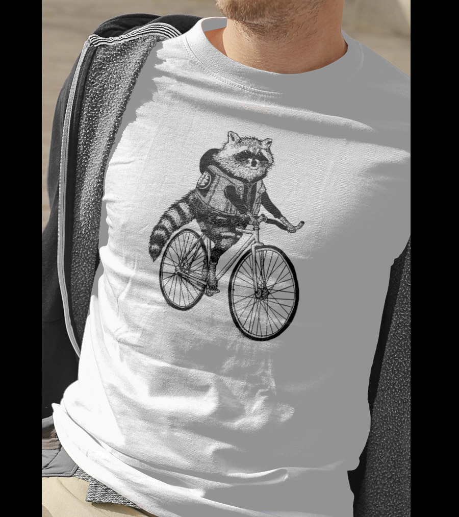 Funny Raccoon Cycling On Bike T-Shirt