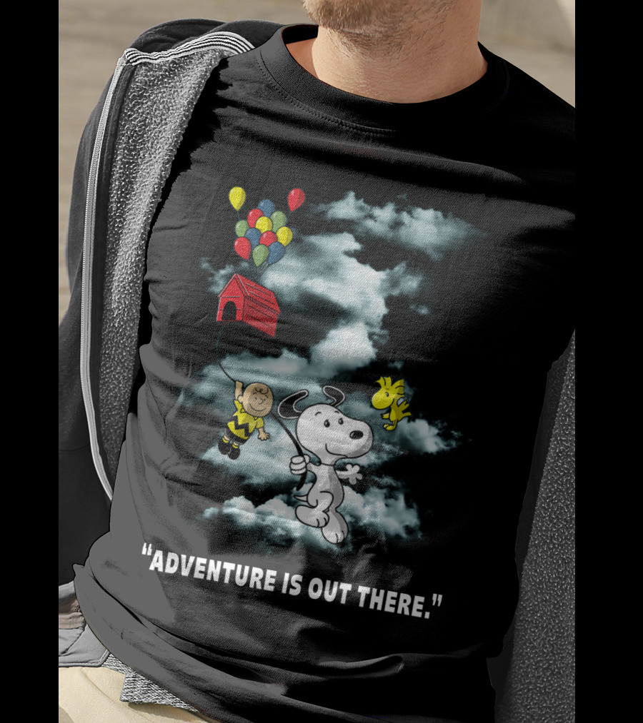 Adventure Is Out There Charlie Brown Snoopy Woodstock Balloons Peanuts T-Shirt
