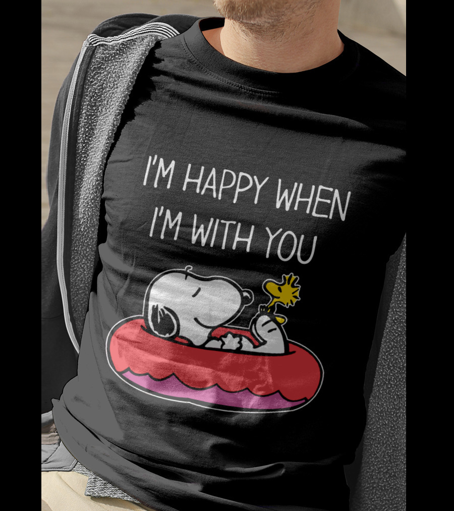 I'm Happy When I'm With You Snoopy And Woodstock Peanuts Float T-Shirt