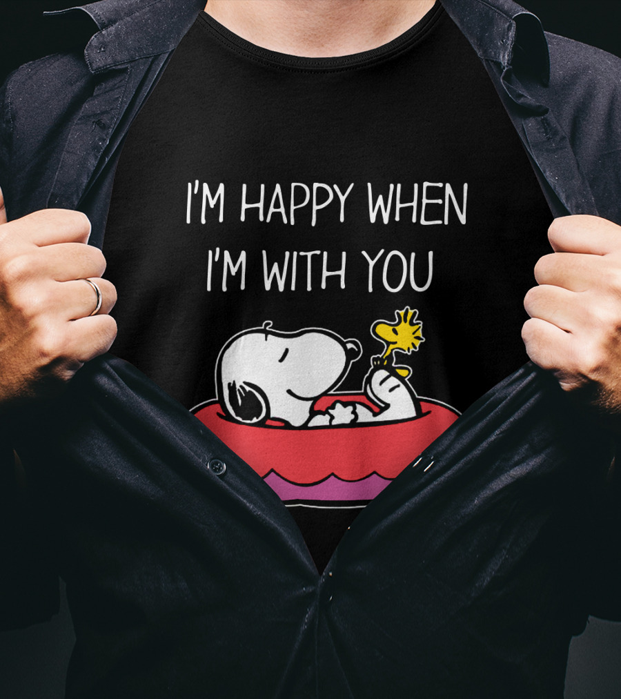 I'm Happy When I'm With You Snoopy And Woodstock Peanuts Float T-Shirt